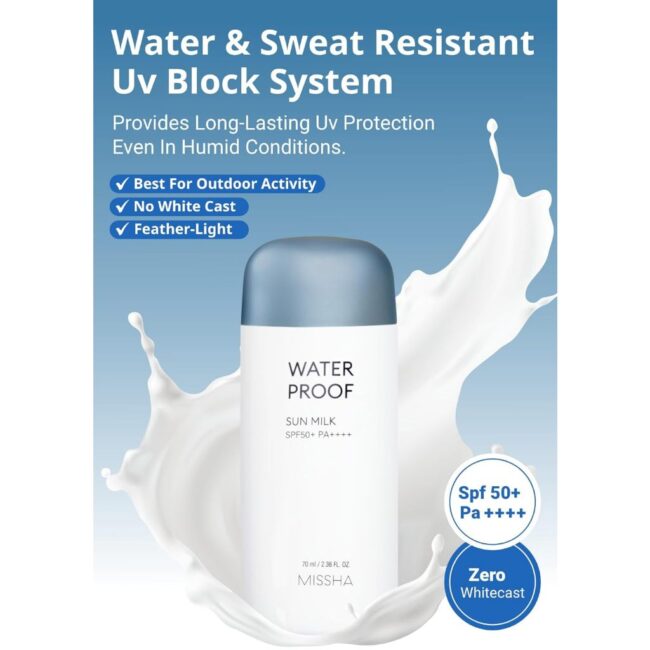 MISSHA All Around SafeBlock Waterproof Sun Milk 70ml - Image 2