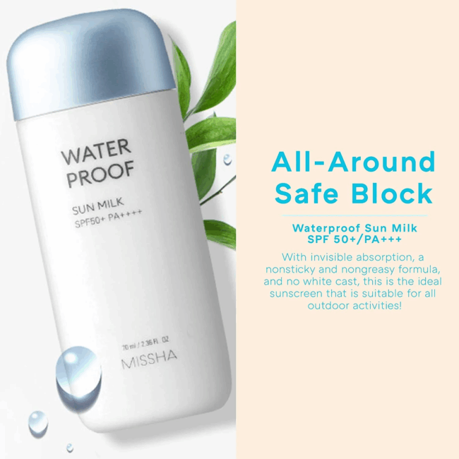 MISSHA All Around SafeBlock Waterproof Sun Milk 70ml - Image 4