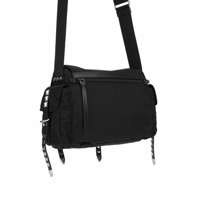 PRADA Nylon Stud Shoulder Bag - Image 3